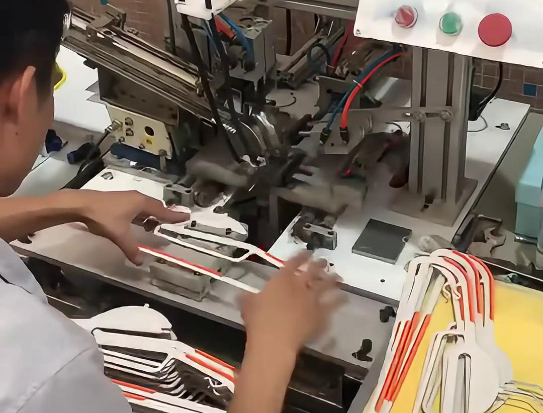 你知道衣架的铁钩是怎么插入到塑料里面的吗，要利用到高频加热机